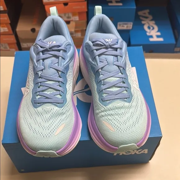 - CLEARANCE!! Hoka Bondi 8 Women’s Blue and Purple Running Shoes