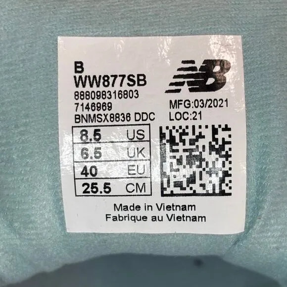🔴 NEW BALANCE 877 v1 Women`s Size 8.5 Grey Light Blue Walking Shoes WW877SB