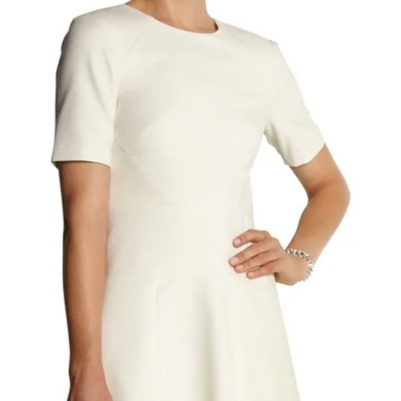 💙 Tibi Paneled stretch crepe mini dress sz M Little White Dress with Sleeves