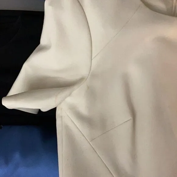 💙 Tibi Paneled stretch crepe mini dress sz M Little White Dress with Sleeves