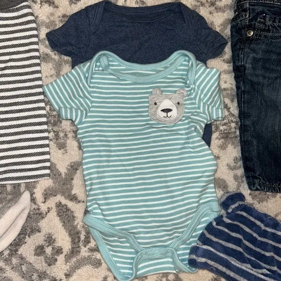 12 Piece Baby Boy Size 3-6M Mixed Bundle &amp; Converse All-Star Crib Shoes (Size 3)