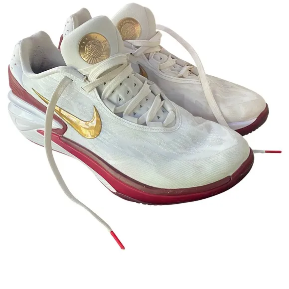 12.5 Nike Zoom GT Cut 2 &quot;Sisterhood&quot; White Gold Maroon Basketball Preowned FLAW