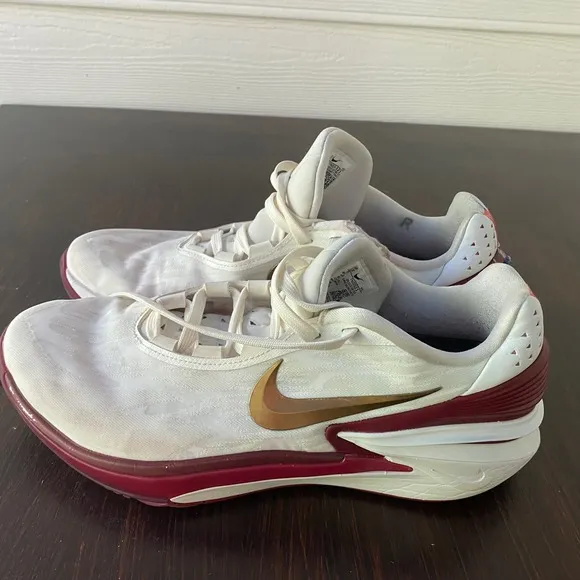12.5 Nike Zoom GT Cut 2 &quot;Sisterhood&quot; White Gold Maroon Basketball Preowned FLAW