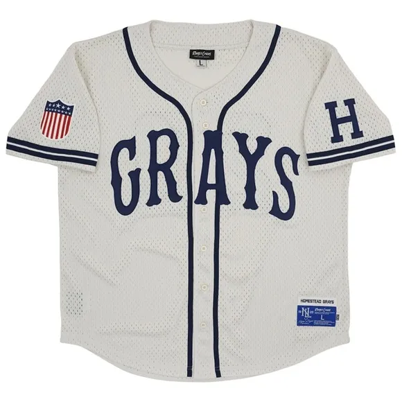 #20 Homestead Grays Mesh Button Down Jersey