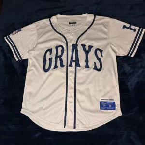 #20 Homestead Grays Mesh Button Down Jersey