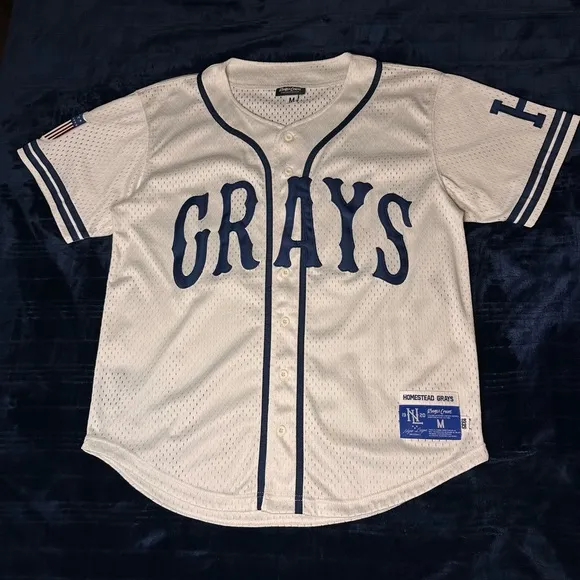 #20 Homestead Grays Mesh Button Down Jersey