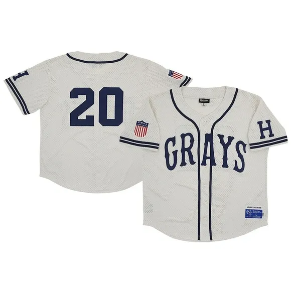 #20 Homestead Grays Mesh Button Down Jersey