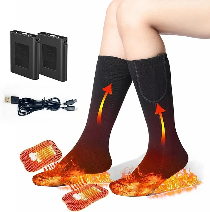 2023 Heated Socks for Men Women, 5V 5000mAh Thermostatic Control Rechargeable Battery Powered Heated Socks Women, Warm Electric Socks for Indoor Outdoor Riding Camping Hiking Hunting Skiing (6-14US)