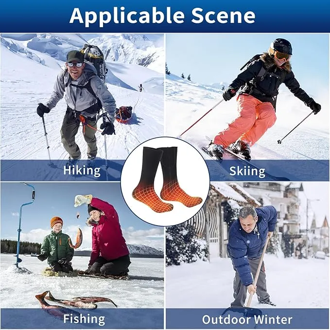 2023 Heated Socks for Men Women, 5V 5000mAh Thermostatic Control Rechargeable Battery Powered Heated Socks Women, Warm Electric Socks for Indoor Outdoor Riding Camping Hiking Hunting Skiing (6-14US)