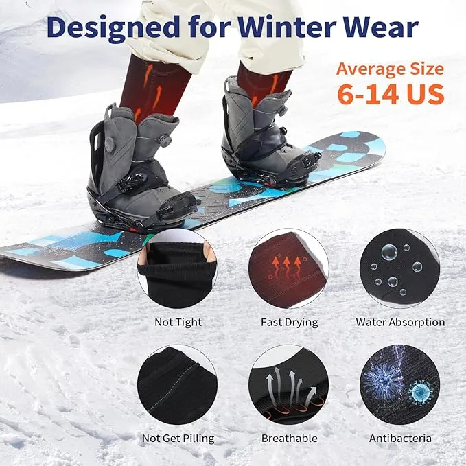 2023 Heated Socks for Men Women, 5V 5000mAh Thermostatic Control Rechargeable Battery Powered Heated Socks Women, Warm Electric Socks for Indoor Outdoor Riding Camping Hiking Hunting Skiing (6-14US)
