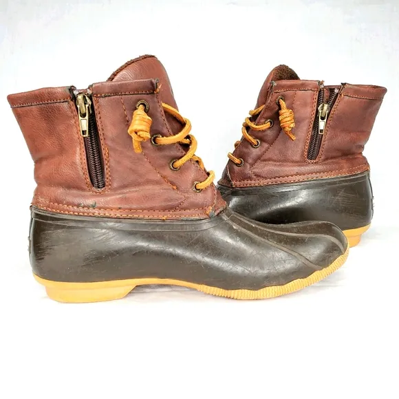 28) SPERRY Lace-Up Duck Boots Zipper Sz. 6 (Big Girl)