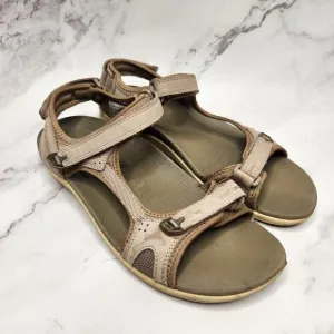 Abeo Goleta Tan Brown Leather Strappy Hiking Sandals Women's 9 Narrow