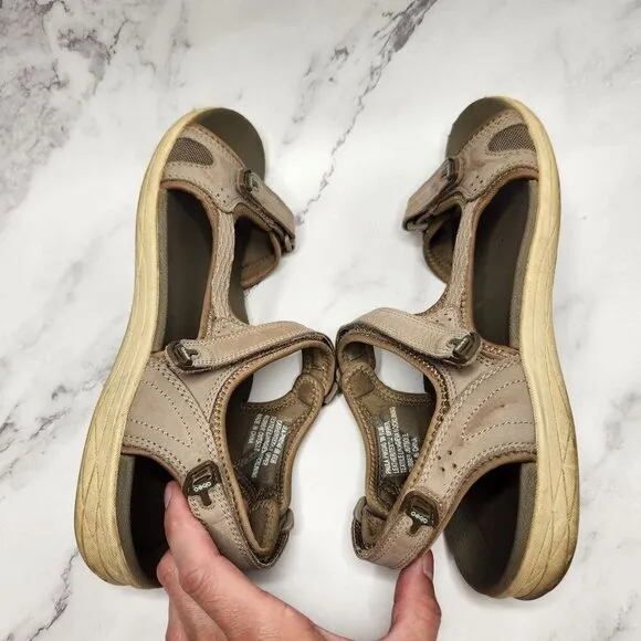 Abeo Goleta Tan Brown Leather Strappy Hiking Sandals Women's 9 Narrow