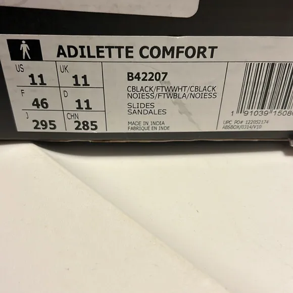 Adidas Adilette Comfort B42207 Slides Sandals Shoes new black white Mens Size 11