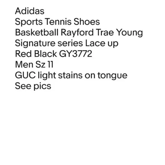 Adidas Athletic Shoes Basketball Rayford Trae Young Red Black GY3772 Men Sz 11