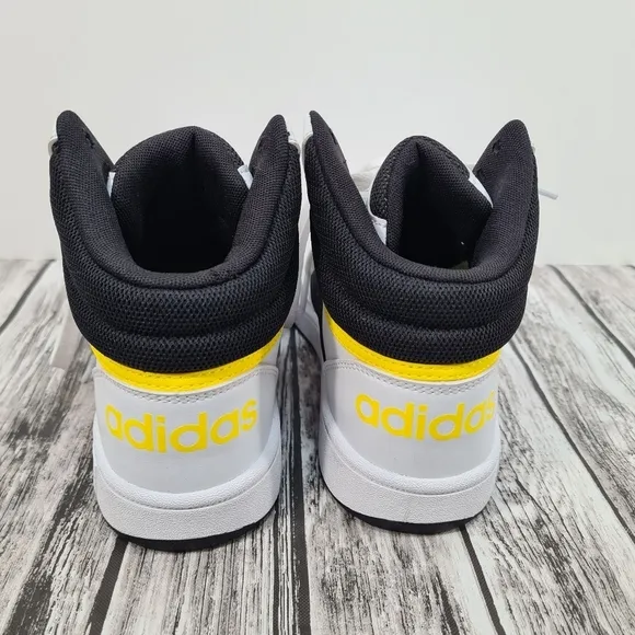 adidas Hoops Mid 3.0 White Black Yellow GZ1928 Kids Sneakers Shoes US Size 5
