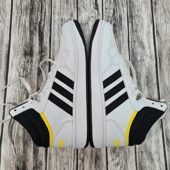 adidas Hoops Mid 3.0 White Black Yellow GZ1928 Kids Sneakers Shoes US Size 5