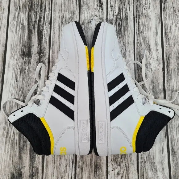 adidas Hoops Mid 3.0 White Black Yellow GZ1928 Kids Sneakers Shoes US Size 5