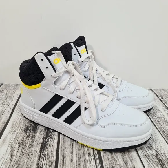 adidas Hoops Mid 3.0 White Black Yellow GZ1928 Kids Sneakers Shoes US Size 5