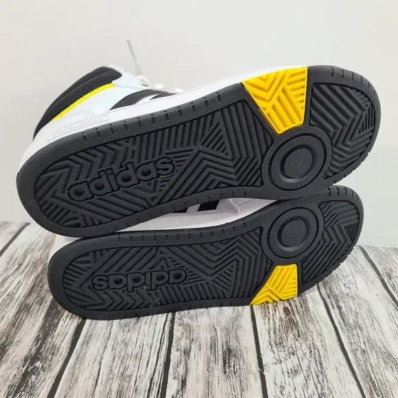 adidas Hoops Mid 3.0 White Black Yellow GZ1928 Kids Sneakers Shoes US Size 5