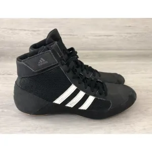 Adidas HVC AQ3325 Men's US 9.5 Black/White Mesh Lace Up Wrestling Sneaker Shoes