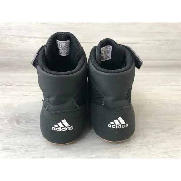 Adidas HVC AQ3325 Men's US 9.5 Black/White Mesh Lace Up Wrestling Sneaker Shoes