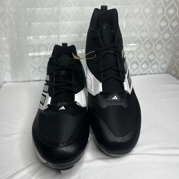 Adidas Icon 8 Baseball Cleats Mens Black White Metal Molded Cleats Size 17, NWT