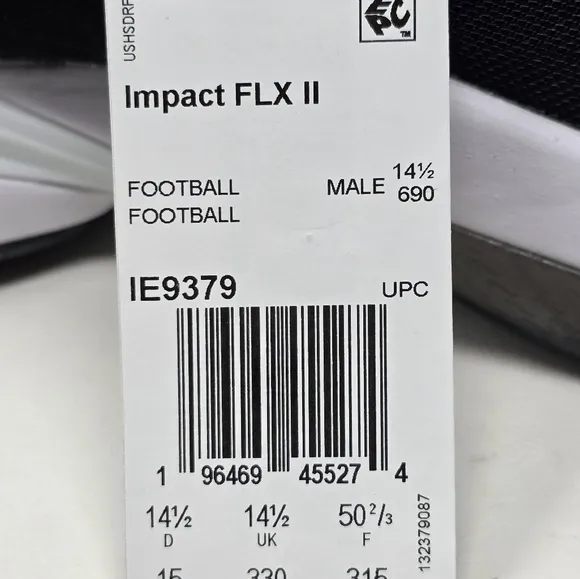 Adidas Impact FLX II Turf Football Shoes Men’s Sz 15 Black White Mesh IE9379 New