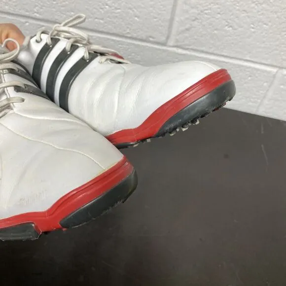 Adidas Men's Tour 360 Golf Shoes Size 11.5 FitFOAM‎ Black &amp; White Red Spiked