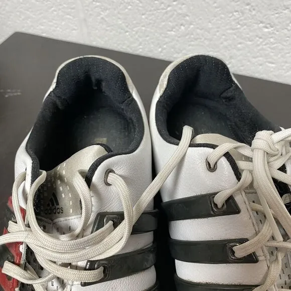 Adidas Men's Tour 360 Golf Shoes Size 11.5 FitFOAM‎ Black &amp; White Red Spiked