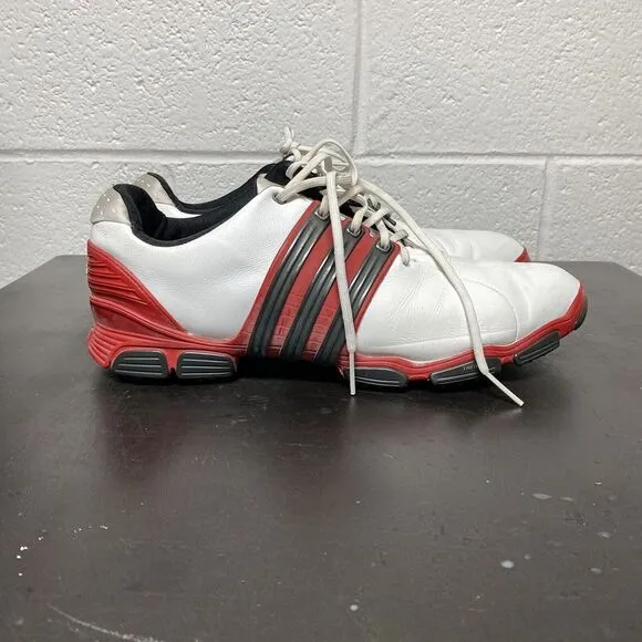 Adidas Men's Tour 360 Golf Shoes Size 11.5 FitFOAM‎ Black &amp; White Red Spiked