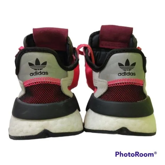 Adidas Nite Jogger EE6441 Gray Red Lace Up Running Shoes Size 5 kids Women 7