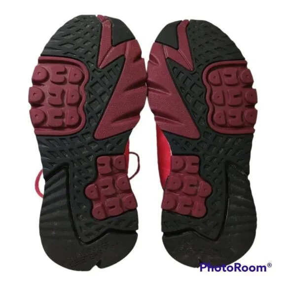 Adidas Nite Jogger EE6441 Gray Red Lace Up Running Shoes Size 5 kids Women 7