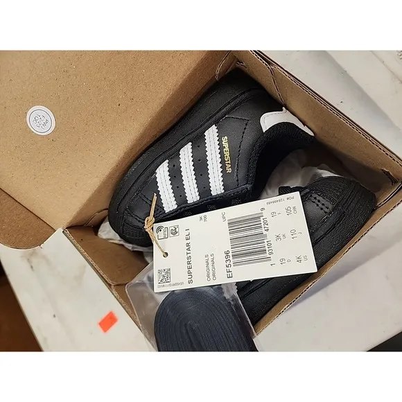 Adidas Originals Infant &amp; Toddlers' Superstar Shoes Black/White EF5396 h