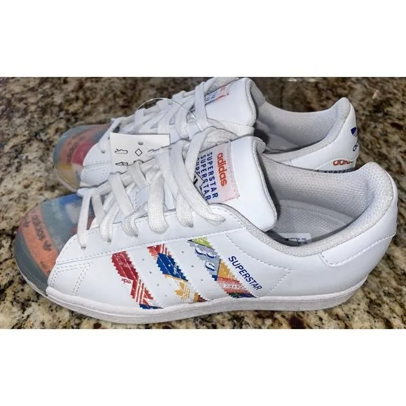 Adidas Originals Superstar Shoes New White Multicolor GX2717 Male Size 4 Unisex