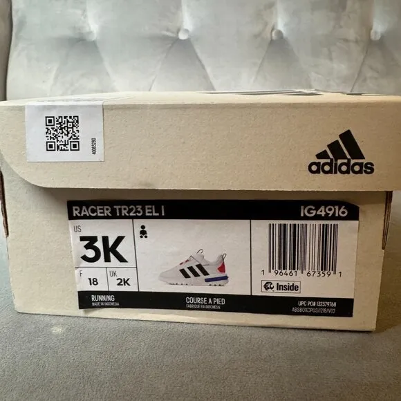Adidas Racer Kids TR23 EL I White‎ Running Sneaker Shoe Size 3K NEW WITH TAG