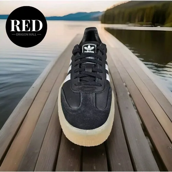 Adidas Sambae OG Leather Shoes Black/Gum Sole ID0436 - Women's Size 10