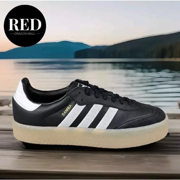 Adidas Sambae OG Leather Shoes Black/Gum Sole ID0436 - Women's Size 10