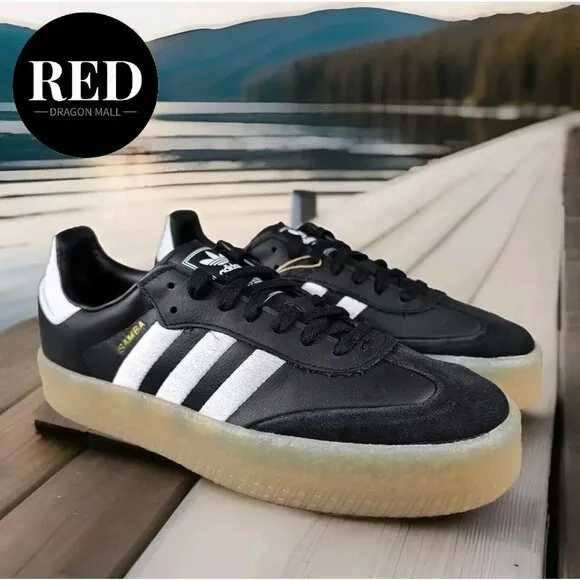 Adidas Sambae OG Leather Shoes Black/Gum Sole ID0436 - Women's Size 10