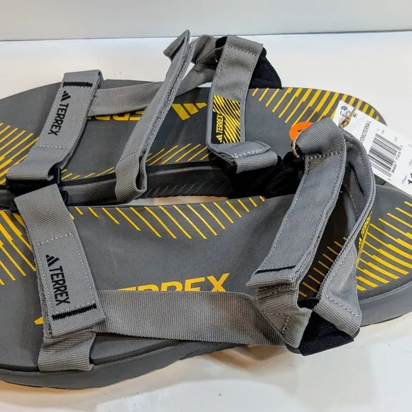 Adidas Terrex Hydroterra  Sandals Charcoal Gray with Yellow Stripes Size 11 Mens