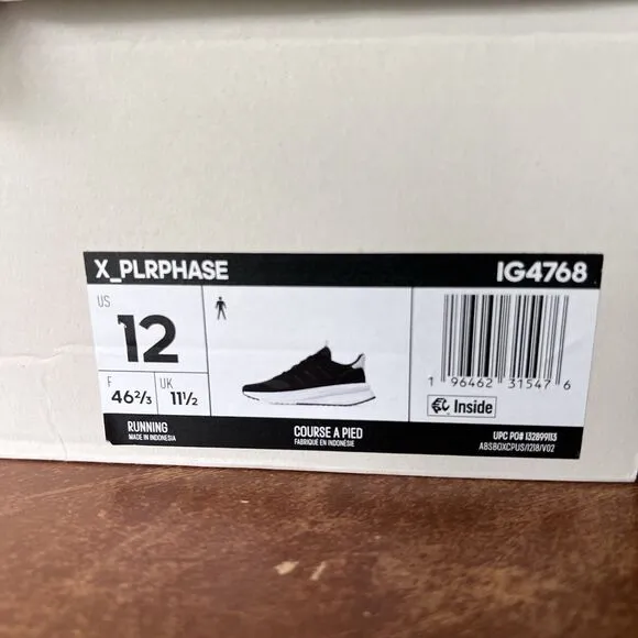 Adidas X PLRPHASE Men's 12 Running Core Black White Boost Shoes Sneakers