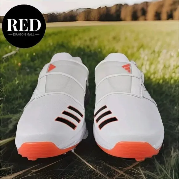 Adidas ZG23 BOA Golf Shoes White Black Semi Solar Red LightStrike - Men's Size 9