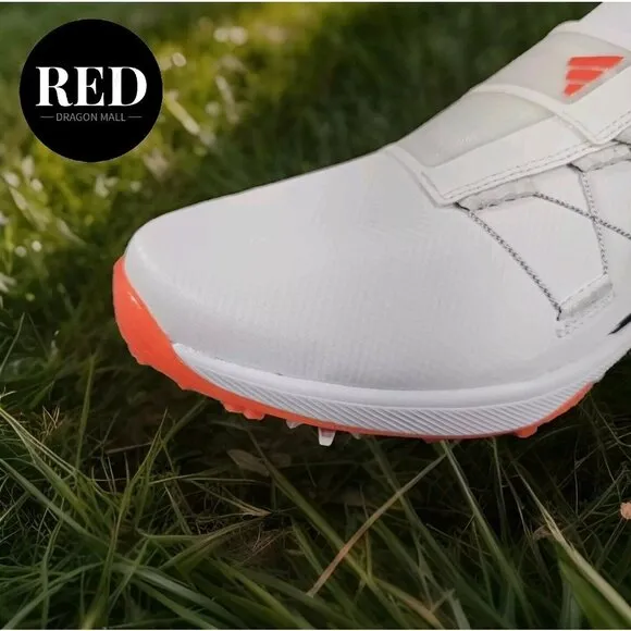 Adidas ZG23 BOA Golf Shoes White Black Semi Solar Red LightStrike - Men's Size 9