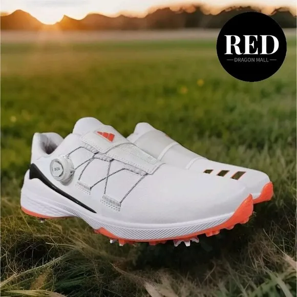 Adidas ZG23 BOA Golf Shoes White Black Semi Solar Red LightStrike - Men's Size 9