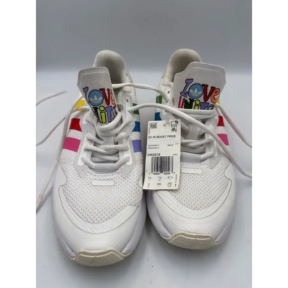 Adidas ZX 1K Boost Pride Colors Sneakers, New. Sz 8