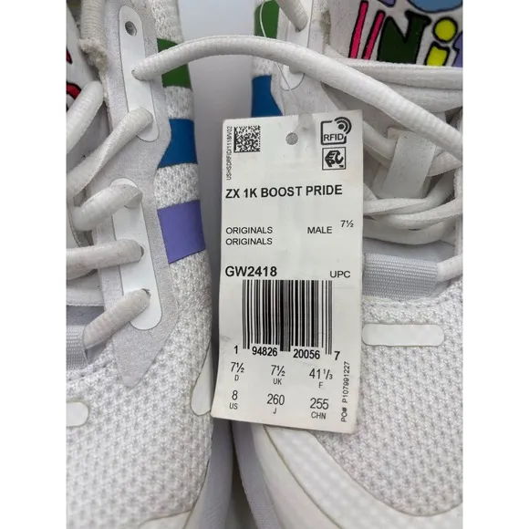 Adidas ZX 1K Boost Pride Colors Sneakers, New. Sz 8