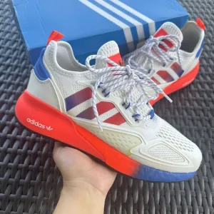 Adidas ZX 2K Boost J White Solar Red Kid's Athletic Shoes FX9519