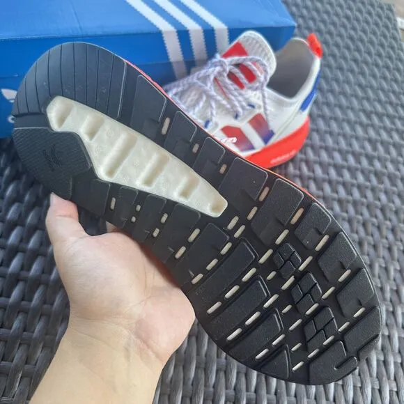 Adidas ZX 2K Boost J White Solar Red Kid's Athletic Shoes FX9519