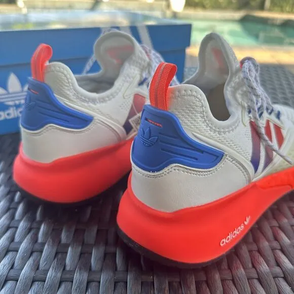 Adidas ZX 2K Boost J White Solar Red Kid's Athletic Shoes FX9519
