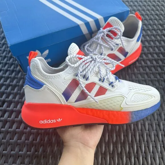 Adidas ZX 2K Boost J White Solar Red Kid's Athletic Shoes FX9519